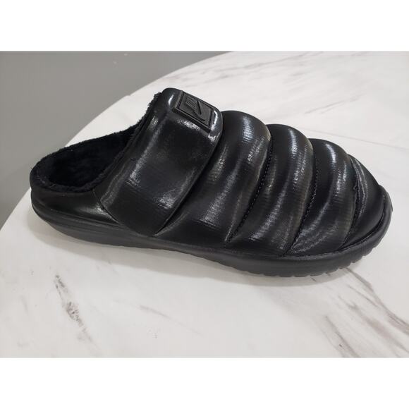 Nike Burrow SE Triple Black Slides Sandal Fur Lined Slip On Slipper House‎ Shoes - Picture 1 of 8